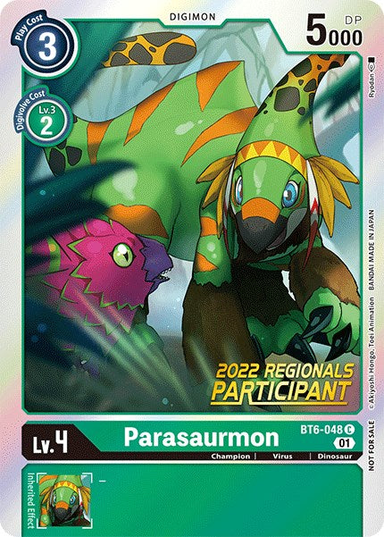 Parasaurmon [BT6-048] (2022 Championship Online Regional) (Online Participant) [Double Diamond Promos] | The Time Vault CA