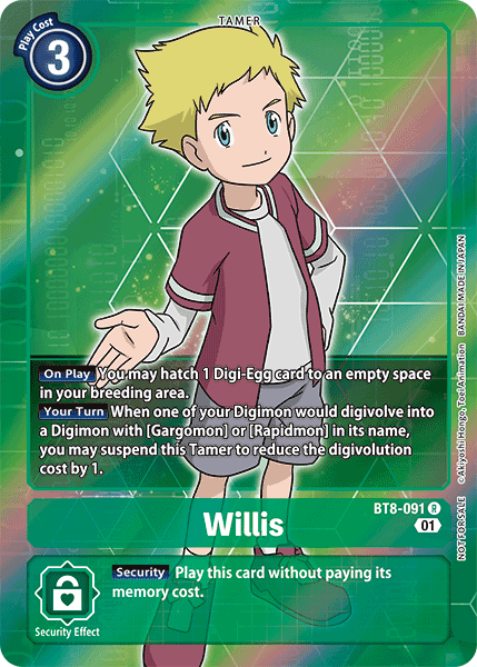 Willis [BT8-091] (Alternative Art - Box Topper) [New Awakening] | The Time Vault CA