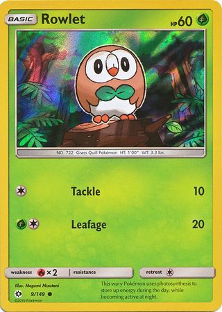 Rowlet (9/149) (Water Web Holo) [Sun & Moon: Base Set] | The Time Vault CA