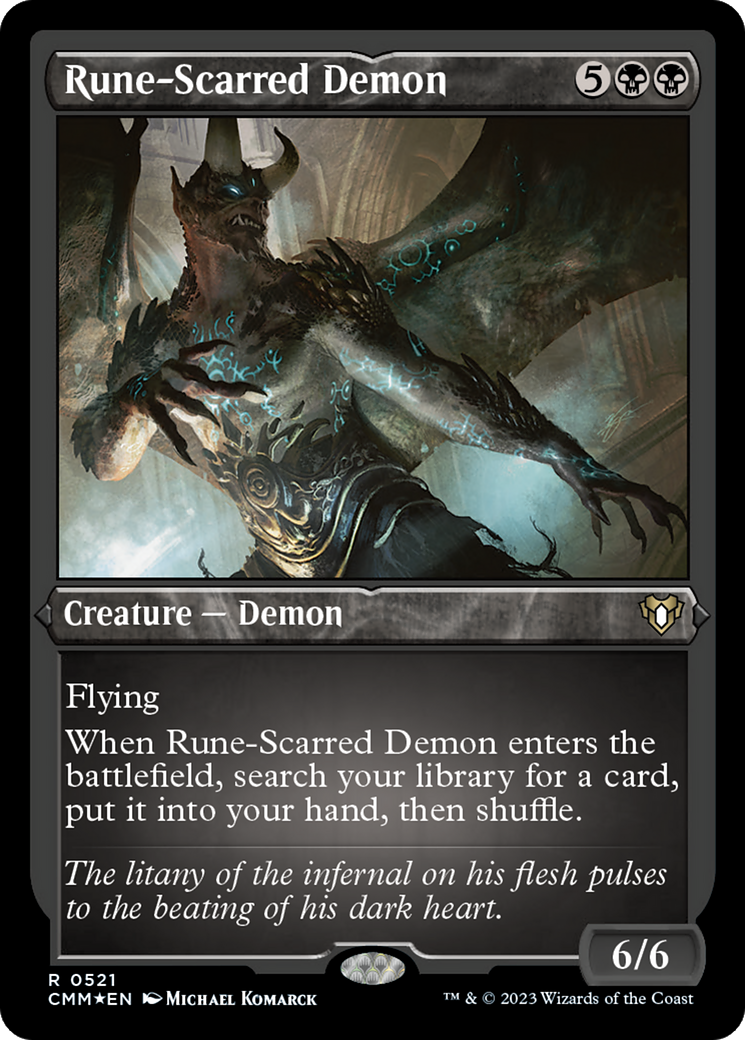 Rune-Scarred Demon (Foil Etched) [Commander Masters] | The Time Vault CA