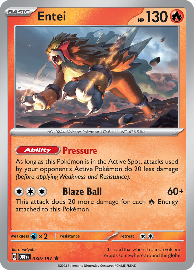 Entei (030/197) [Scarlet & Violet: Obsidian Flames] | The Time Vault CA