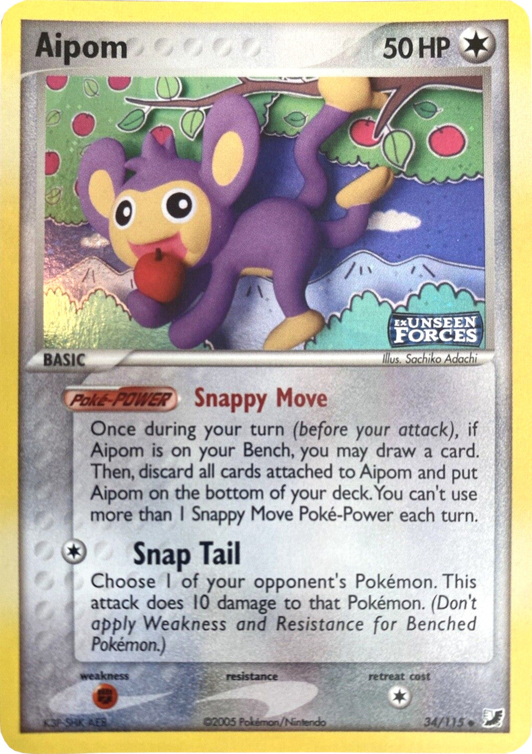 Aipom (34/115) (Stamped) [EX: Unseen Forces] | The Time Vault CA