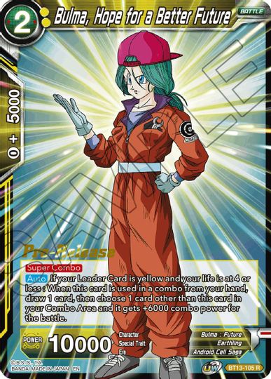 Bulma, Hope for a Better Future (BT13-105) [Supreme Rivalry Prerelease Promos] | The Time Vault CA