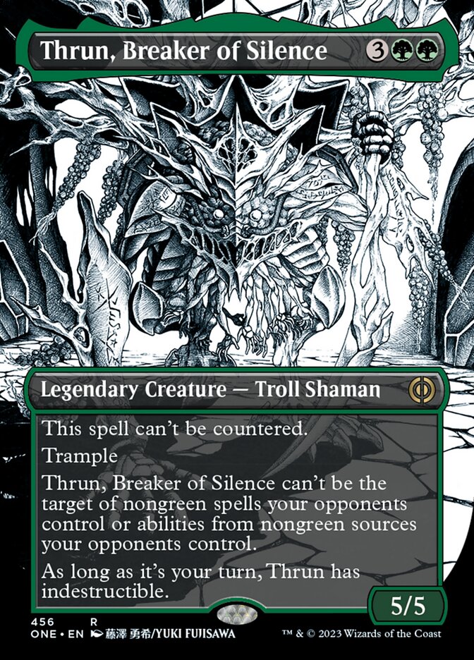 Thrun, Breaker of Silence (Borderless Manga Step-and-Compleat Foil) [Phyrexia: All Will Be One] | The Time Vault CA