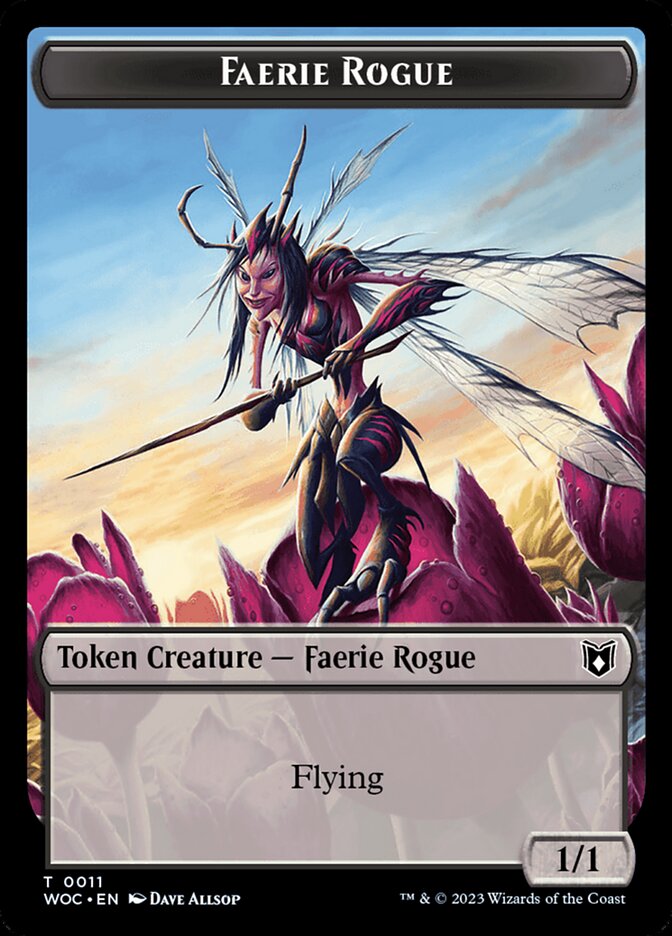 Faerie Rogue // Faerie (0011) Double-Sided Token [Wilds of Eldraine Commander Tokens] | The Time Vault CA