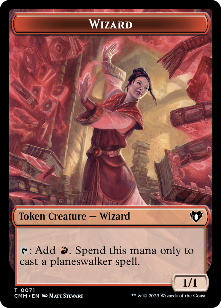Chandra, Awakened Inferno Emblem // Wizard Double-Sided Token [Commander Masters Tokens] | The Time Vault CA