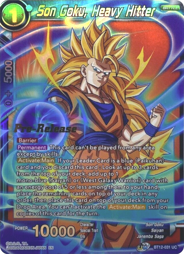 Son Goku, Heavy Hitter (BT12-031) [Vicious Rejuvenation Prerelease Promos] | The Time Vault CA