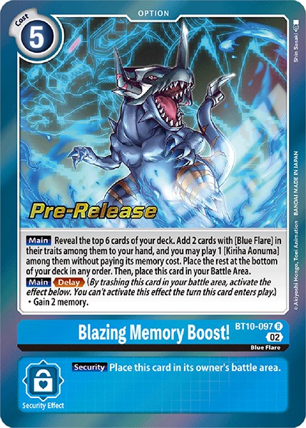 Blazing Memory Boost! [BT10-097] [Xros Encounter Pre-Release Cards] | The Time Vault CA