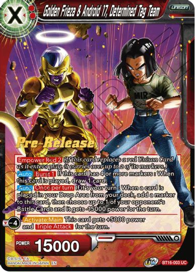 Golden Frieza & Android 17, Determined Tag Team (BT16-003) [Realm of the Gods Prerelease Promos] | The Time Vault CA