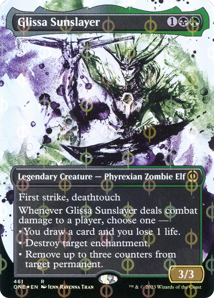 Glissa Sunslayer (Borderless Ichor Step-and-Compleat Foil) [Phyrexia: All Will Be One] | The Time Vault CA