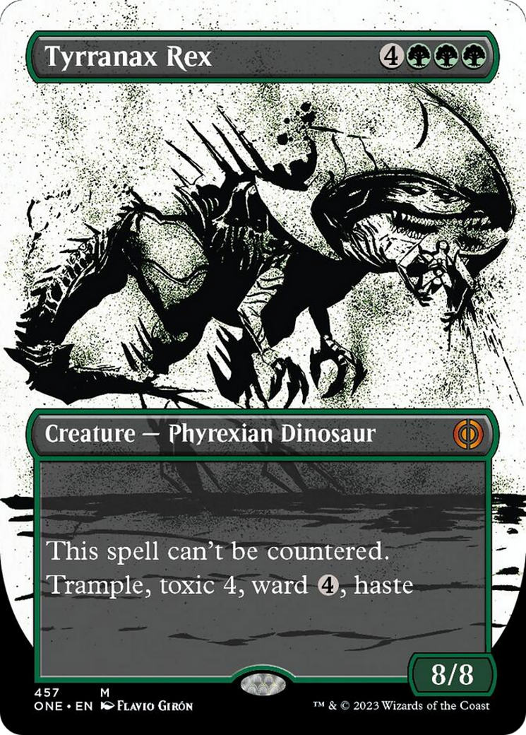 Tyrranax Rex (Borderless Ichor Step-and-Compleat Foil) [Phyrexia: All Will Be One] | The Time Vault CA