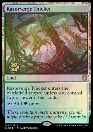 Razorverge Thicket [Phyrexia: All Will Be One Prerelease Promos] | The Time Vault CA