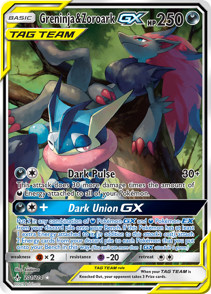 Greninja & Zoroark GX (201/214) [Sun & Moon: Unbroken Bonds] | The Time Vault CA