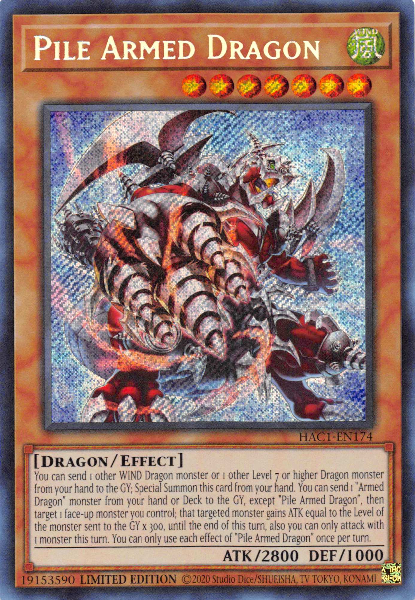 Pile Armed Dragon [HAC1-EN174] Secret Rare | The Time Vault CA