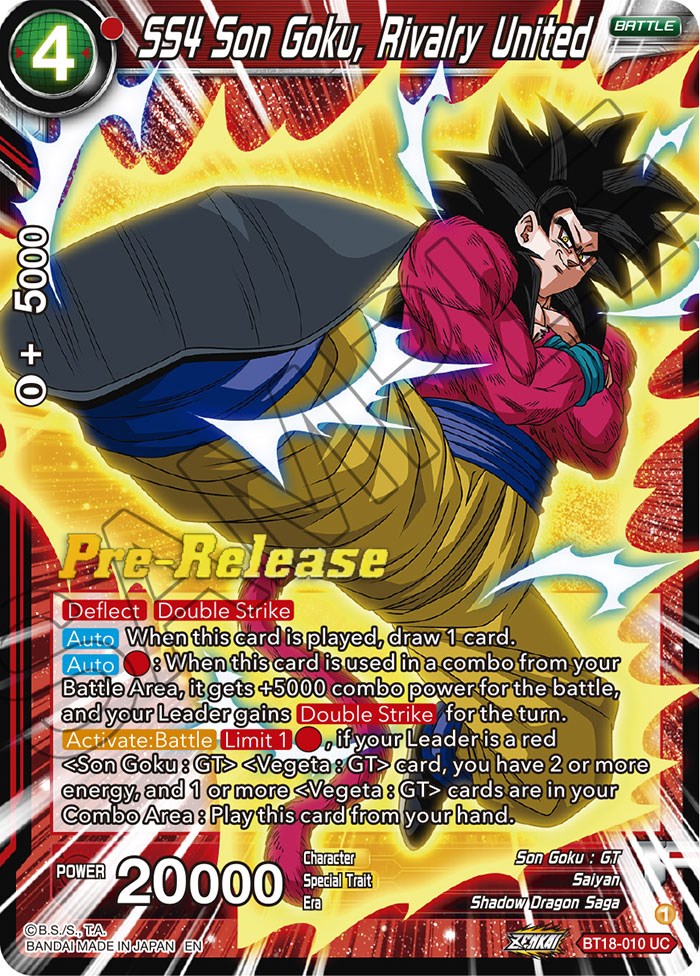 SS4 Son Goku, Rivalry United (BT18-010) [Dawn of the Z-Legends Prerelease Promos] | The Time Vault CA