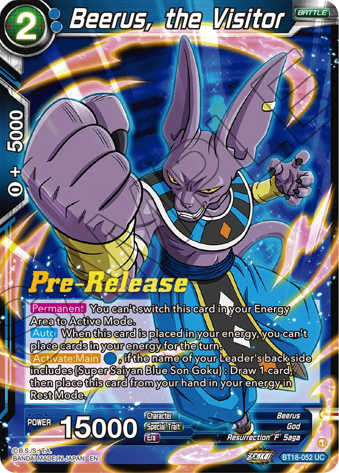 Beerus, the Visitor (BT18-052) [Dawn of the Z-Legends Prerelease Promos] | The Time Vault CA