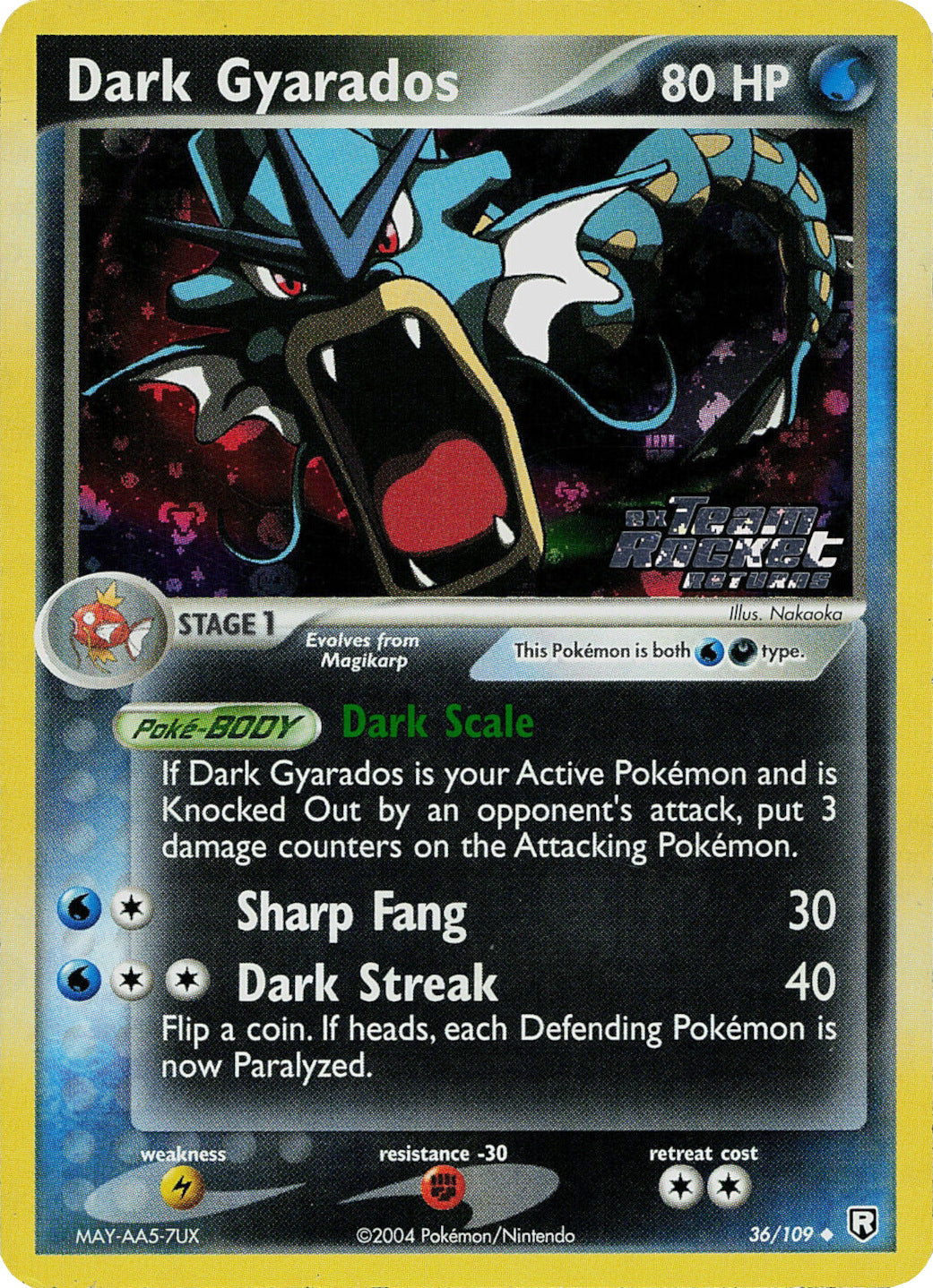 Dark Gyarados (36/109) (Stamped) [EX: Team Rocket Returns] | The Time Vault CA