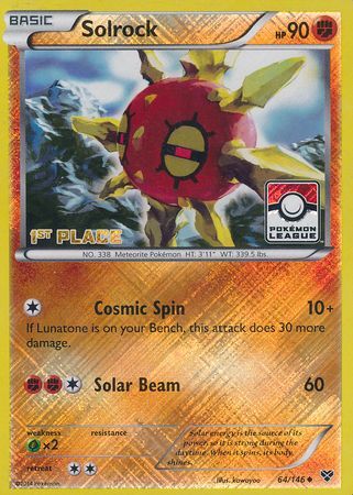 Solrock (64/146) (1st Place League Challenge Promo) [XY: Base Set] | The Time Vault CA