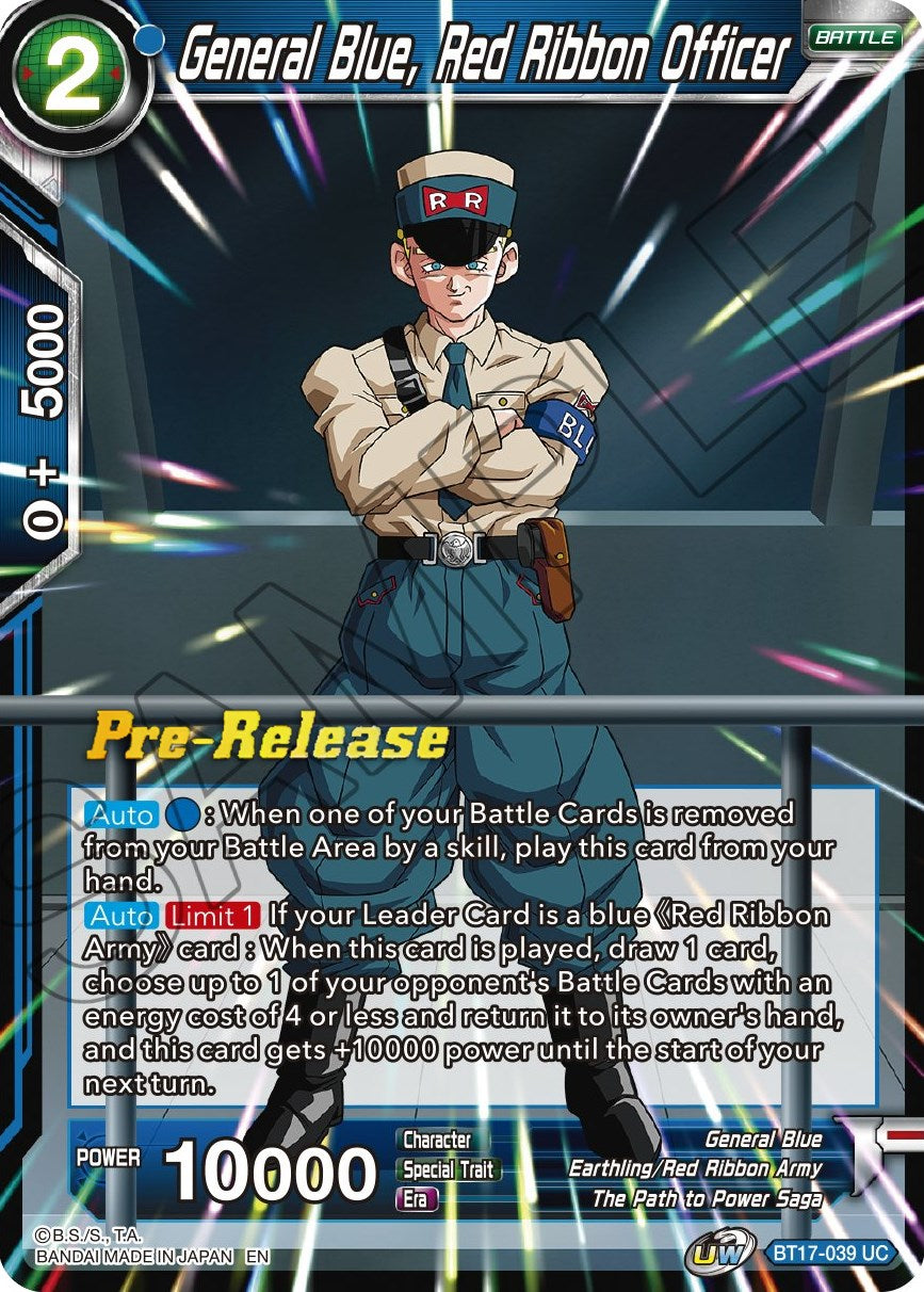 General Blue, Red Ribbon Officer (BT17-039) [Ultimate Squad Prerelease Promos] | The Time Vault CA