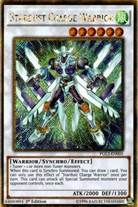 Stardust Charge Warrior [PGL3-EN005] Gold Secret Rare | The Time Vault CA