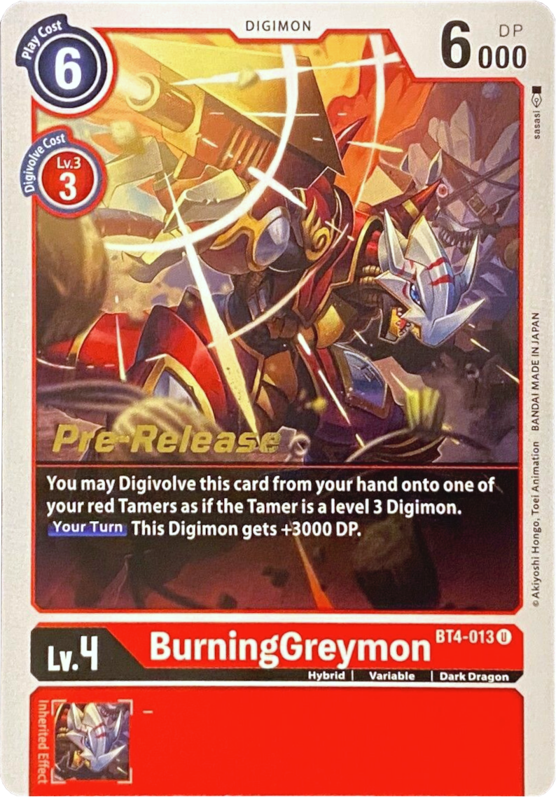 BurningGreymon [BT4-013] [Great Legend Pre-Release Promos] | The Time Vault CA