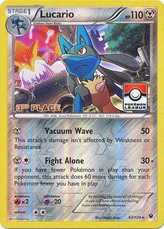 Lucario (63/124) (League Promo 3rd Place) [XY: Fates Collide] | The Time Vault CA