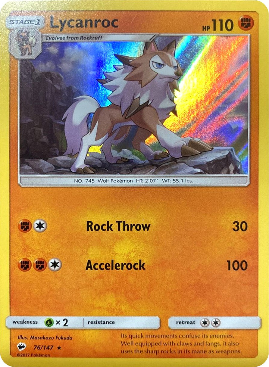 Lycanroc (76/147) (Water Web Holo) [Sun & Moon: Burning Shadows] | The Time Vault CA