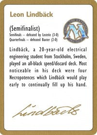 1996 Leon Lindback Biography Card [World Championship Decks] | The Time Vault CA