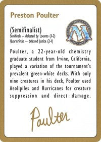 1996 Preston Poulter Biography Card [World Championship Decks] | The Time Vault CA