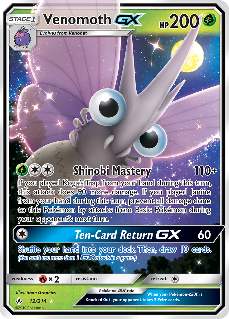 Venomoth GX (12/214) [Sun & Moon: Unbroken Bonds] | The Time Vault CA