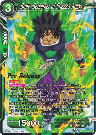 Broly, Berserker of Frieza's Army (BT14-084) [Cross Spirits Prerelease Promos] | The Time Vault CA