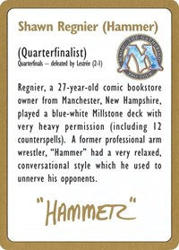 1996 Shawn "Hammer" Regnier Biography Card [World Championship Decks] | The Time Vault CA