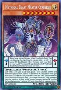 Mythical Beast Master Cerberus [MP18-EN185] Secret Rare | The Time Vault CA