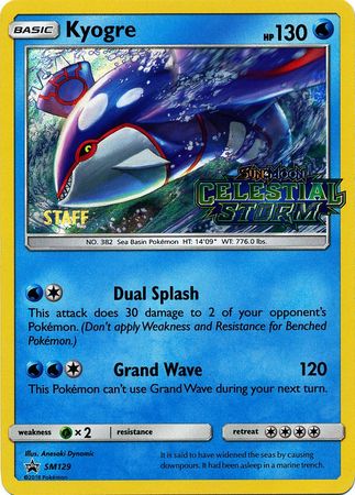 Kyogre (SM129) (Staff Prerelease Promo) [Sun & Moon: Black Star Promos] | The Time Vault CA