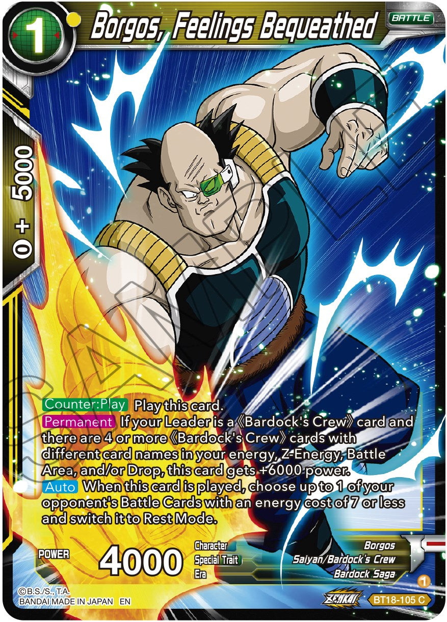 Borgos, Feelings Bequeathed (BT18-105) [Dawn of the Z-Legends] | The Time Vault CA