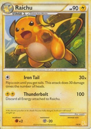 Raichu (19/30) [HeartGold & SoulSilver: Trainer Kit - Raichu] | The Time Vault CA