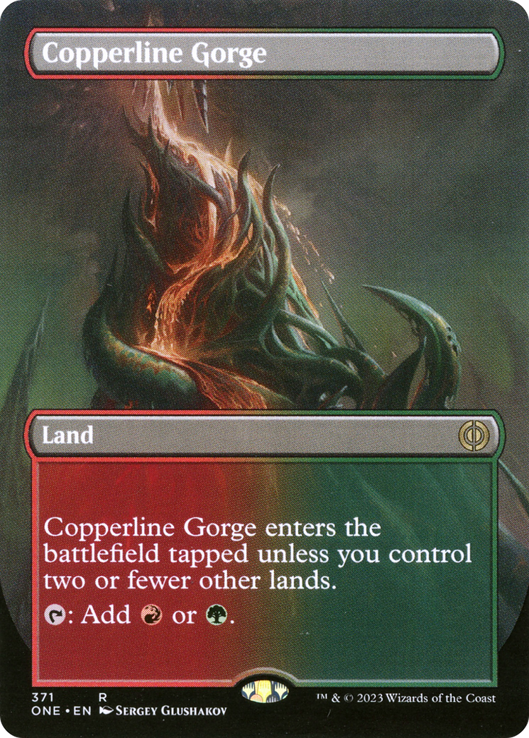 Copperline Gorge (Borderless Alternate Art) [Phyrexia: All Will Be One] | The Time Vault CA