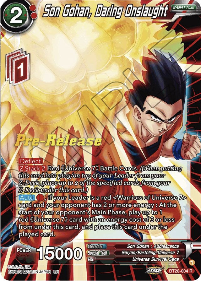 Son Gohan, Daring Onslaught (BT20-004) [Power Absorbed Prerelease Promos] | The Time Vault CA