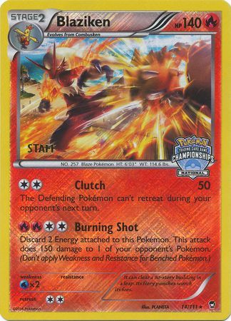 Blaziken (14/111) (Staff National Championship Promo) [XY: Furious Fists] | The Time Vault CA