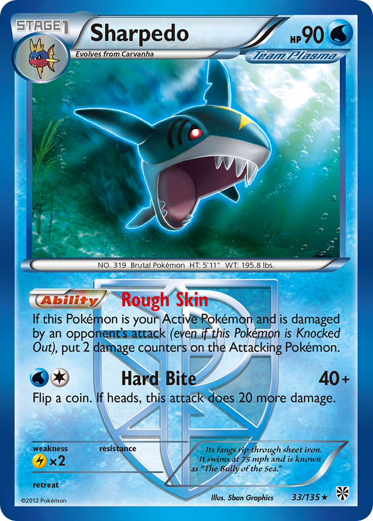 Sharpedo (33/135) [Black & White: Plasma Storm] | The Time Vault CA