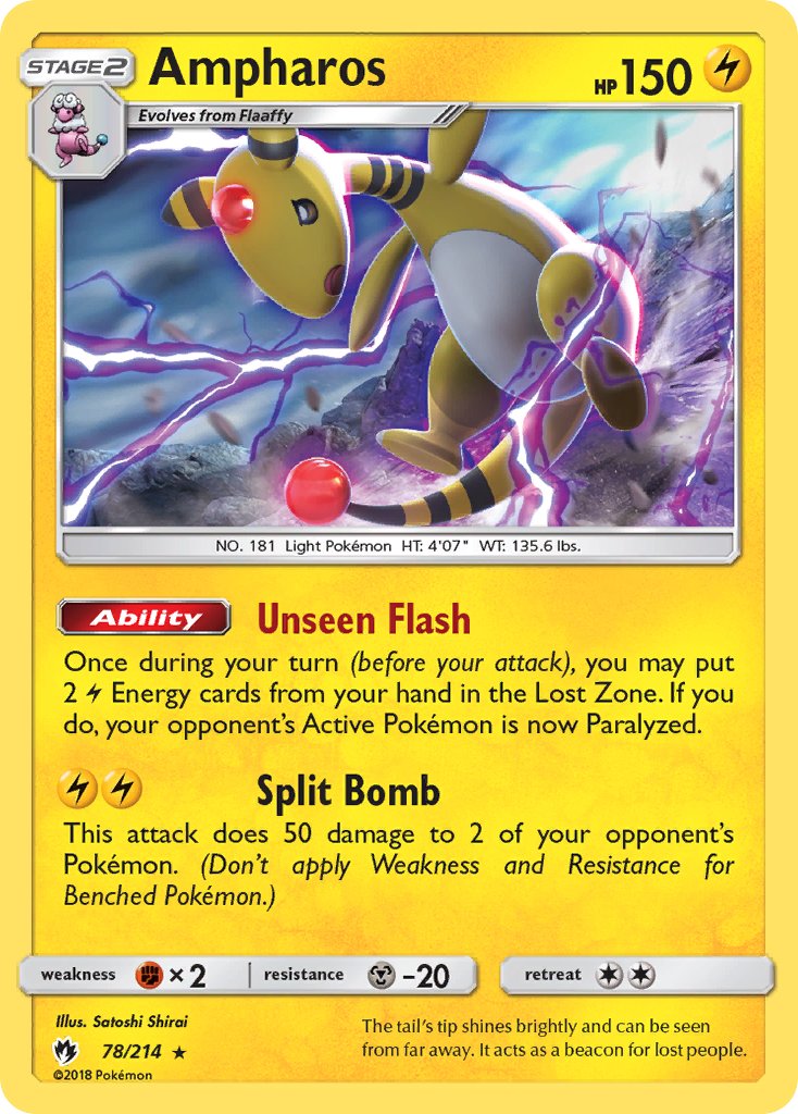 Ampharos (78/214) (Theme Deck Exclusive) [Sun & Moon: Lost Thunder] | The Time Vault CA
