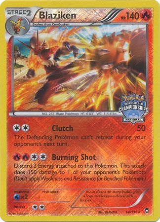 Blaziken (14/111) (National Championship Promo) [XY: Furious Fists] | The Time Vault CA
