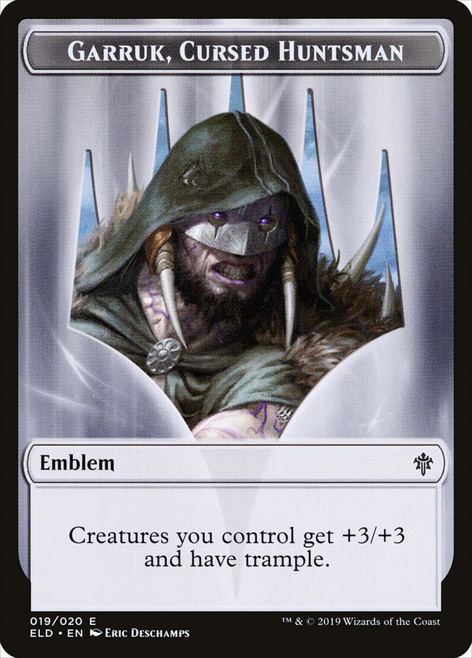 Garruk, Cursed Huntsman Emblem [Throne of Eldraine Tokens] | The Time Vault CA