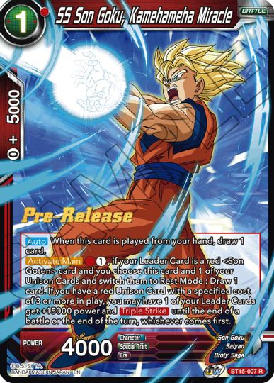 SS Son Goku, Kamehameha Miracle (BT15-007) [Saiyan Showdown Prerelease Promos] | The Time Vault CA