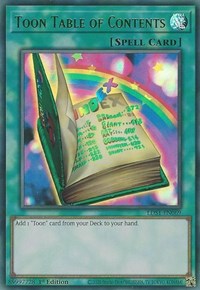 Toon Table of Contents (Green) [LDS1-EN069] Ultra Rare | The Time Vault CA