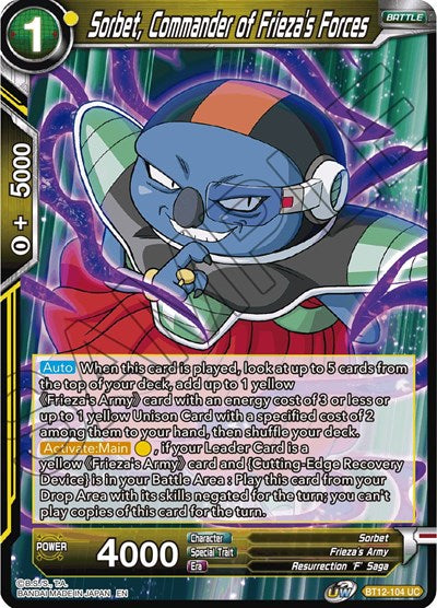 Sorbet, Commander of Frieza's Forces [BT12-104] | The Time Vault CA