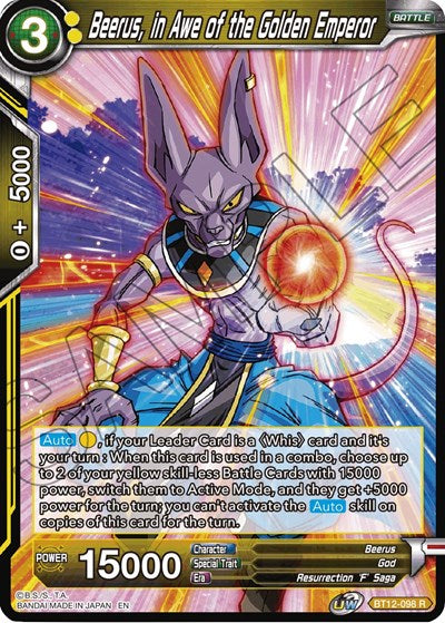 Beerus, in Awe of the Golden Emperor [BT12-098] | The Time Vault CA