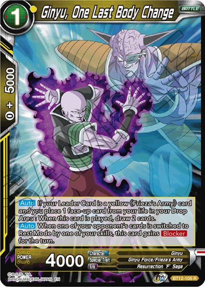 Ginyu, One Last Body Change [BT12-105] | The Time Vault CA