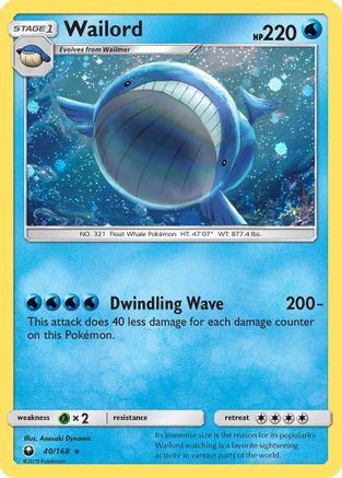 Wailord (40/168) (Cosmos Holo) [Sun & Moon: Celestial Storm] | The Time Vault CA