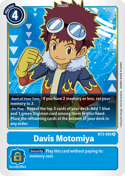 Davis Motomiya [BT3-093] [Release Special Booster Ver.1.5] | The Time Vault CA